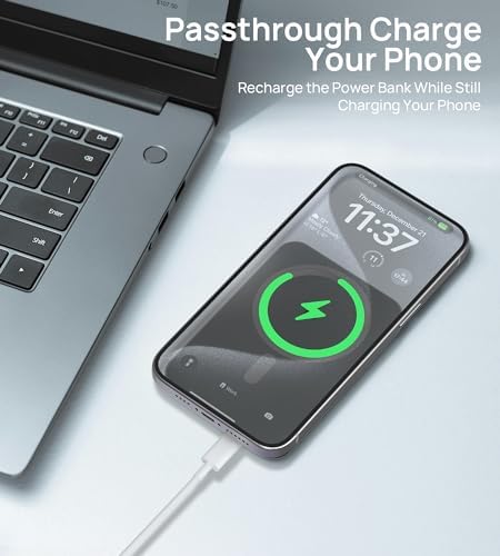 Ultra-Slim Magnetic Power Bank for i Phone – 5000 m Ah Wireless Charger with 20 W PD Fast Charging, Sleek Aluminum Alloy Design, and Superior Compatibility for i Phone 16/15/14/13/12 Series, Effortless Snap-On Charging with Advanced Heat Dissipation Technology and Robust Magnetic Stability