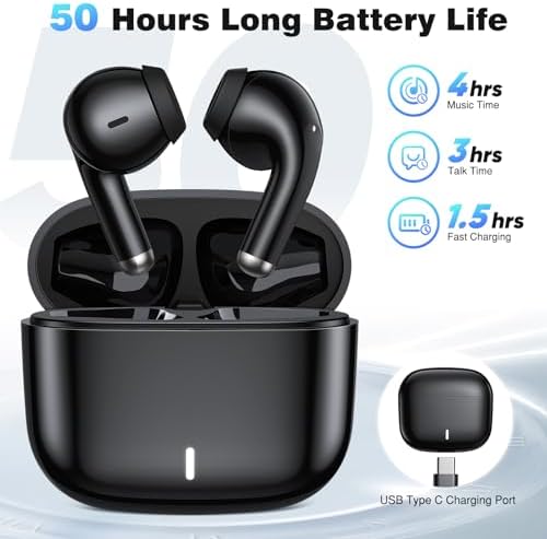 Premium Bluetooth 5.3 Noise-Cancelling Wireless Earbuds – Seamless Compatibility with i Phone 16/15 Pro Max & Samsung Galaxy S Series – Fast USB-C Charging Case for Ultimate Audio Freedom and Clarity