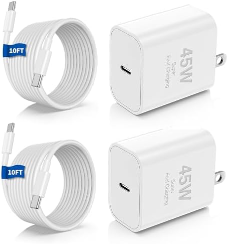 Ultra-Fast 10 FT USB-C Charger Bundle for i Phone 16/15, i Pad Pro, and Mac Book – High-Speed Charging Block with Extended Reach Cable for Ultimate Compatibility and Convenience