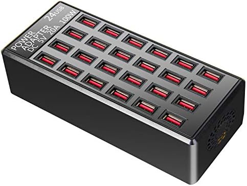 Ultimate 100 W 24-Port USB Fast Charging Station – High-Efficiency Multi-Device Charger for Smartphones and Tablets, Ideal for Home and Travel Use – Compact Design with Advanced Safety Features and Enhanced Cord Management for Organized Charging Solutions