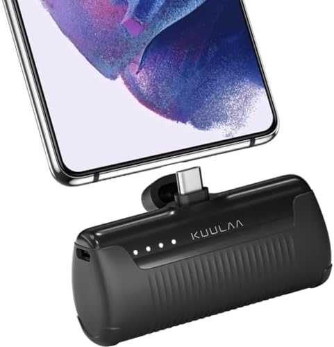 Compact Kuulaa 4500 m Ah Portable Phone Charger with Integrated USB-C Plug – Ultimate Travel Power Bank for i Phone 15/16, Samsung S22/S23 & Android Devices – Fast Charging, Lightweight Design for On-the-Go Convenience
