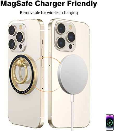 Allengel Bling Silver Magnetic Phone Grip – Stylish Mag Safe-Compatible Ring Holder & Kickstand for i Phone and Smartphones – 360-Degree Rotation, Secure Grip, and Elegant Design for Effortless Hands-Free Experience