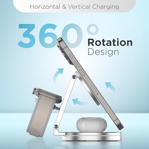 Revolutionize Your Charging Experience with the Rod & Go 3-in-1 Magnetic Wireless Charger – Compact Foldable Dock for i Phone, Apple Watch, and Air Pods – Fast, Mag Safe-Compatible Power Station for On-the-Go Convenience and Enhanced Device Compatibility