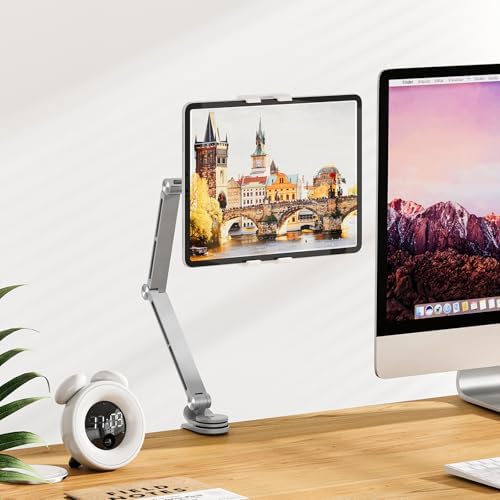 Adjustable 360° Rotating Tablet Stand Holder – Versatile Desk and Bed Mount for Enhanced Viewing Comfort, Compatible with 4-15.6″ Devices including i Pads and Smartphones – Lightweight, Foldable Design for Easy Portability and Optimal Posture Support