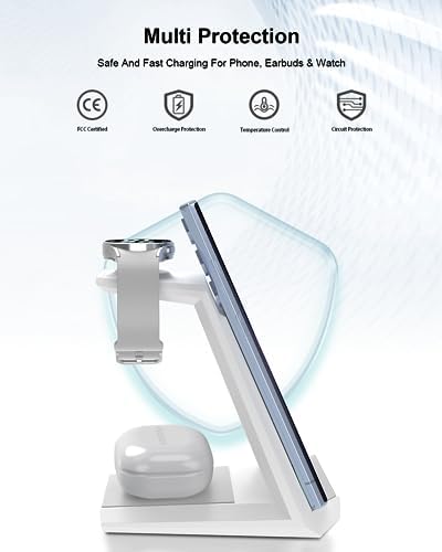 NANAMI Premium 3-in-1 Wireless Charging Station for Samsung Devices – Ultra-Fast Qi Charger Stand for Galaxy S25, S24, S23 Ultra, S22, S21, Z Flip, Fold 4, Galaxy Watch 6/5/5 Pro/4/3 & Buds 2 Pro – Sleek, Space-Saving Design for Modern Lifestyles