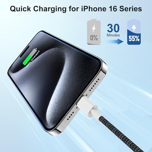 Ultra-Long 10 FT i Phone Fast Charger Cable – Type C to Lightning USB-C Cord for i Phone 16 Pro Max, 15 Series, i Pad & Mac Book Pro – Rapid Charging & Enhanced Durability for Seamless Connectivity