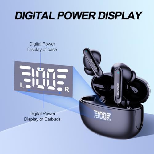 Premium IPX7 Waterproof Wireless Bluetooth Earbuds – 45 Hours of Deep Bass Noise Cancelling Sound for Active Lifestyles, Secure Fit for Running and Gym Use, Quick USB-C Charging, Built-in Hands-Free Mic for Clear Calls (Black) – Durable Audio Excellence for Everyday Adventures