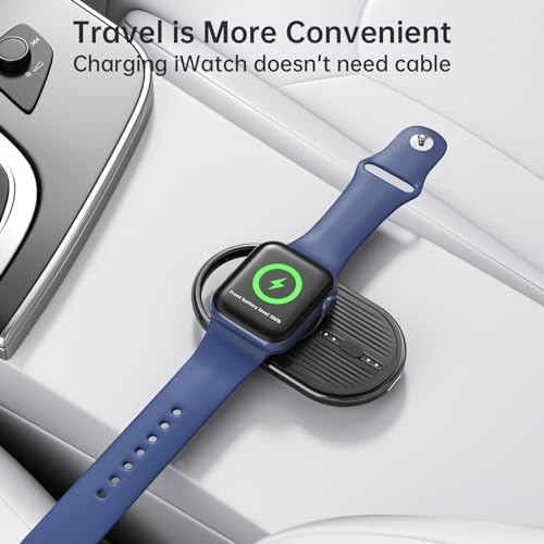 Effortless Power on the Go: Yo Few Wireless Magnetic Portable Charger for Apple Watch – 1200 m Ah Travel Keychain Power Bank Compatible with Series 9/8/7/6/5/4/3/2/SE/Ultra – Fast Charging Convenience in Compact Design