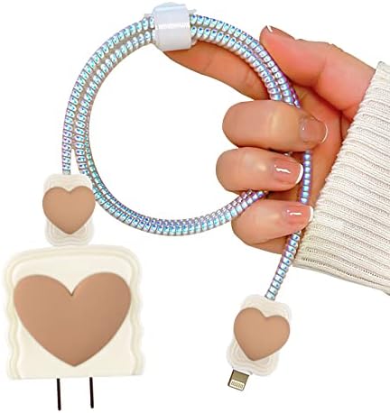 Charming Kawaii Waves DIY Cable Protector for i Phone Chargers – 3 D Love Heart Design, Durable Data Cable Saver for i Phone 11, 12, 13, 14, Pro Max, XS, XR, X, 7, 8 Plus – Lightweight & Easy to Install for Enhanced Charging Experience – Perfect i Phone Charger Accessory to Prevent Fraying and Damage