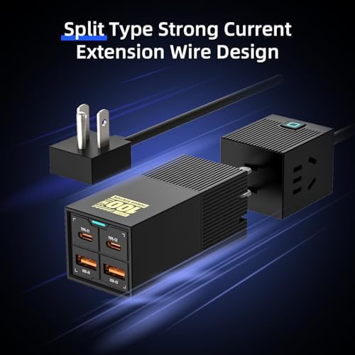 High-Power 100 W 6-in-1 Ga N USB-C Charging Station with Dual USB-C & USB-A Ports, 2 AC Outlets – Ultimate Fast Charging Solution for Mac Book Pro/Air, i Phone 16/15, Galaxy & More – Compact, Travel-Friendly Power Adapter for Multi-Device Efficiency