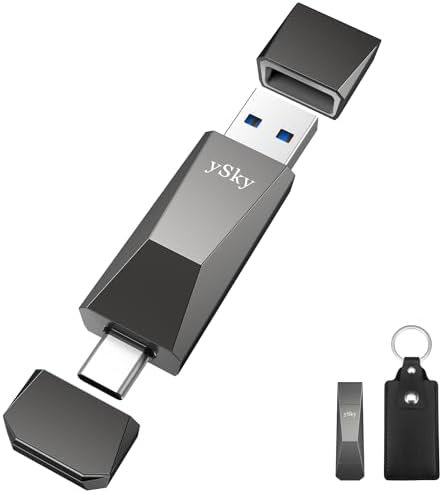 Ultra-Fast 256 GB USB-C 3.2 Gen2 SSD Flash Drive – 2-in-1 OTG Thumb Drive with Keychain Leather Case for Effortless Data Transfer and Enhanced Device Compatibility