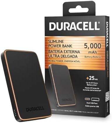 DURACELL Charge 5 V Portable Power Bank – 5000 m Ah Travel-Friendly Charger with Dual USB-C & USB-A Ports for Fast Charging | Compatible with i Phone, i Pad, Android & Samsung Devices | Lightweight & Durable Design for On-the-Go Power Solutions
