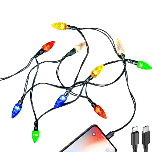 MACLARONX 2 Pack USB-C to Lightning Christmas Light Charging Cable – 4.5 FT Festive LED Connector for i Phone 6-14 Pro/Max/Plus/XS/XR – Stylish & Functional Holiday Charger with 10 Decorative Lights