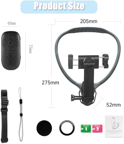 Magnetic Neck Phone Mount for Recording,Magnetic Phone Holder,POV Phone Holder,Magnetic Neck Chest Mount with Wireless Remote,Neck Holder for iPhone Android Phones (Gray Magnetic Model) – Enhanced Compatibility and Speed