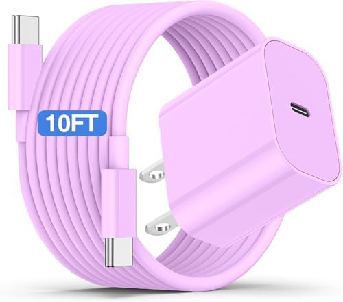 Maximize Your Charging Efficiency with the 20 W USB-C Power Adapter and 10 ft Type C Cable – The Ultimate Fast Charging Solution for i Phone 16, 15 Pro Max, and i Pad Featuring Advanced Safety Mechanisms for Secure On-the-Go Power Management and Unrivaled Compatibility