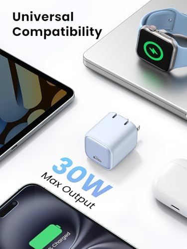 Ultra-Fast UGREEN 30 W USB C Charger – Foldable Ga N Power Adapter for i Phone 16/15/14/13 & Galaxy S25/S24/S23 – Compact Wall Charger with Programmable Power Supply for Optimal Charging Performance – Perfect for Travel & Everyday Use