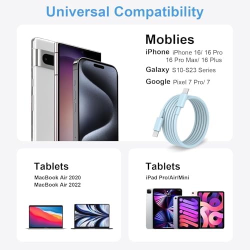 10 FT USB C to USB C Charging Cable – Fast Charge Type C Cord, 3 Pack for i Phone 16/15 Pro/Plus/Pro Max, Mac Book Air & Galaxy S25/S24 – Stylish Pink Design for Enhanced Versatility and Durability