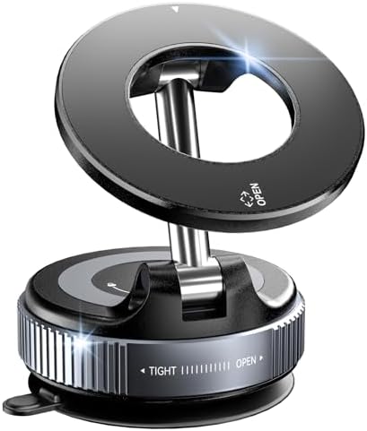 CloudValley Magnetic Car Phone Mount, [Compatible with MagSafe] 360° Adjustable Foldable Holder for Dashboard, 80LBS Suction & 2800gf Magnet, Car Accessories for iPhone 16 Pro Max 15 14, Black – Enhanced Compatibility and Speed