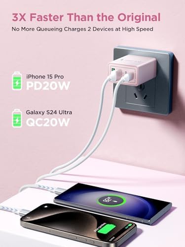 Aioneus 40 W USB C Fast Charging Block – 4-Port Dual PD & QC Wall Charger for i Phone 11-16, i Pad & Samsung Devices – Compact, High-Performance Power Adapter with Enhanced Safety Features for Home & Travel