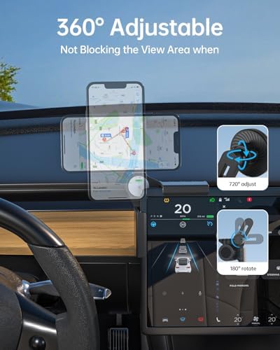 Revolutionize Your Driving with the Qi2 15 W Tesla Phone Mount Charger: Fast Charging, Heat Restriction, and Unmatched Suction for Model Y & 3 – Perfectly Compatible with i Phone 16-12 Series, Includes 40″ C-C Cable for Seamless Connectivity and Safety