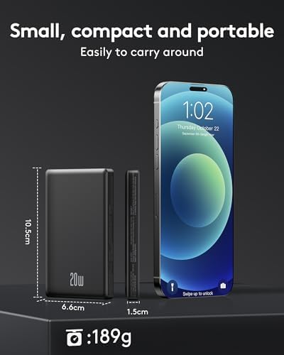 Ultra-Slim 10,000 m Ah Mag Safe Power Bank for i Phone 16/15/14/13/12 – Fast Wireless Charging in Sleek Metallic Black, Magnetic Attachment for Hassle-Free Portability and Quick Power-Ups – Ideal Travel Companion for On-the-Go Charging Solutions