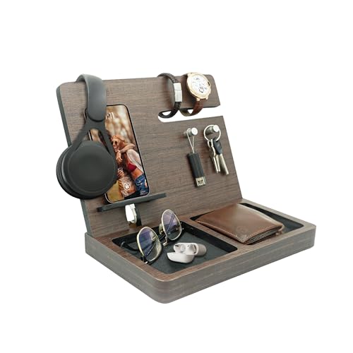 Namore Premium Wood Desk and Nightstand Organizer – Multifunctional Charging Station for Phones & Essentials – A Stylish Solution for Enhanced Workspace Efficiency – Perfect Gift for Men, Dads, & Professionals – Elegant Design with Universal Device Compatibility