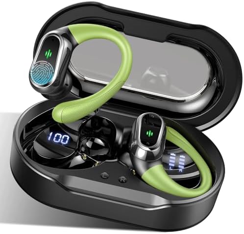 Rolosar Bluetooth 5.4 Sport-Optimized Wireless Earbuds – IP7 Waterproof with Advanced ENC Noise Cancellation, Ergonomic Earhooks for Ultimate Comfort, Dual LED Battery Indicator, 50-Hour Playback – Ideal for Running, Fitness, and Everyday Use