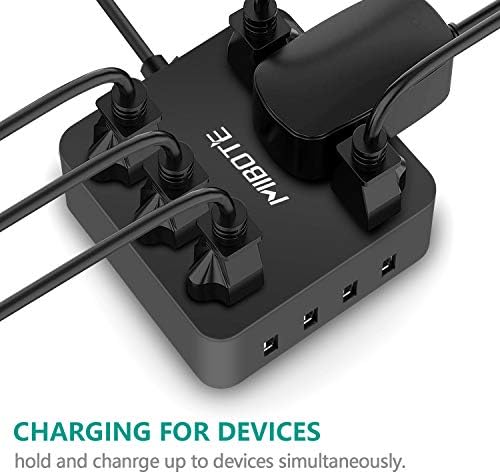 MIBOTE 6-Outlet USB Power Strip with 4-Port Fast Charging Hub – 5 ft Surge Protector for Home, Office, and Travel – Universal Voltage Compatibility (100-240 V) – Ideal for Multiple Devices, Electronics, and Gadgets