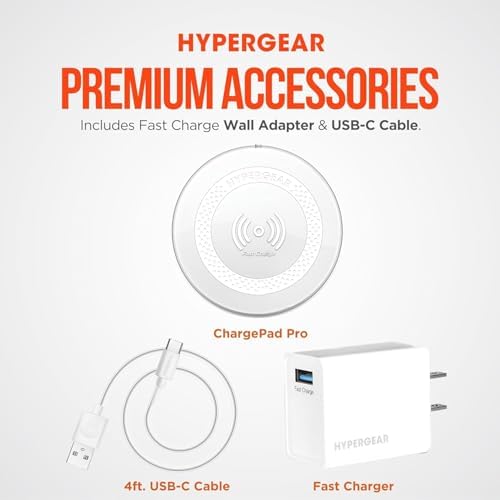 Hyper Gear Charge Pad Pro: 15 W Fast Wireless Charger with Soft Grips & LED Indicator – Sleek Black Design for i Phone & Android Compatibility – Ultimate Convenience in Mobile Power Solutions