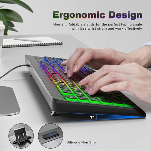 Retro-Inspired Full Size Typewriter Keyboard with Number Pad – Wired USB Keyboards for Windows 7, 8, 10, 11 | Enhance Your Typing Experience with Classic Charm and Modern Efficiency | Perfect for Home and Office Use