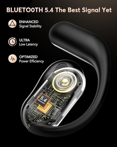 EUQQ Ultra Open-Ear Bluetooth Earbuds – Innovative Bone Conduction Sports Headphones for Unmatched Comfort and Awareness During Fitness, Running, and Workouts – Charcoal – Long Battery Life with Effortless Device Compatibility and Secure Fit