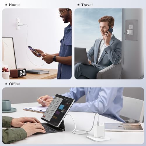 40 W Dual USB-C Fast Charging Block – Ultimate Portable Power Adapter for i Phone, i Pad, Samsung & More – 2-Pack for Effortless Multi-Device Charging – Rapidly Energize Your Gadgets Anywhere