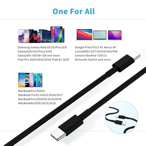High-Speed 2-Pack USB C to USB C Charging Cable – 6 Foot Long, 60 W (3 A) Fast Charger for i Phone 16/15/Pro/Plus/Pro Max, i Pad Pro 12.9/11, i Pad Mini 6, i Pad Air 4/5 & Samsung Galaxy S23/22 – Durable, Tangle-Free, Versatile Design for Optimal Performance and Enhanced Compatibility