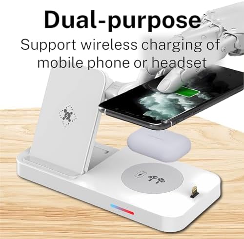 Ultimate 6-in-1 Wireless Charging Dock for i Phone 16/15/14/13, Apple Watch Series, Air Pods Pro – Super-Fast Qi-Certified Charging Station with QC3.0 Adapter for Seamless Device Compatibility and Safety Features – Perfect for Home and Travel Use