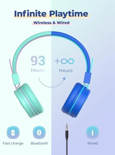 Stylish Pink i Clever BTH02 Kids Bluetooth Headphones – Unmatched 93-Hour Playtime, Lightweight & Foldable Design for Easy Portability, Fast Type-C Charging, Advanced Bluetooth 5.4 Connectivity, Safe Volume Limiting for Young Learners, Perfect for Music, Audiobooks, and School Use – Your Child’s Ultimate Audio Experience