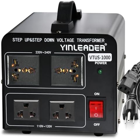 Yinleader 500 W Dual Voltage Transformer Converter – Effortlessly Convert 110 V to 220 V or Vice Versa, Ideal for Global Travel Compatibility with US Power Cord and Circuit Breaker Protection for Enhanced Safety – Essential Power Accessory for Seamless Device Use Worldwide