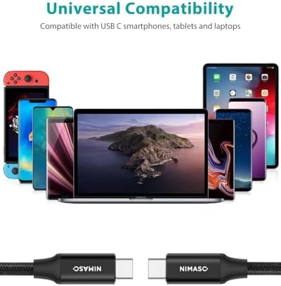 NIMASO USB C 3.1 Gen 2 Cable – 10 Gbps Data Transfer & 4 K Video Output | 100 W PD Fast Charging for i Phone 16, Mac Book, i Pad Pro 2020 & More | Ultimate Versatility for Modern Devices | Unmatched Durability & Speed for Seamless Connectivity