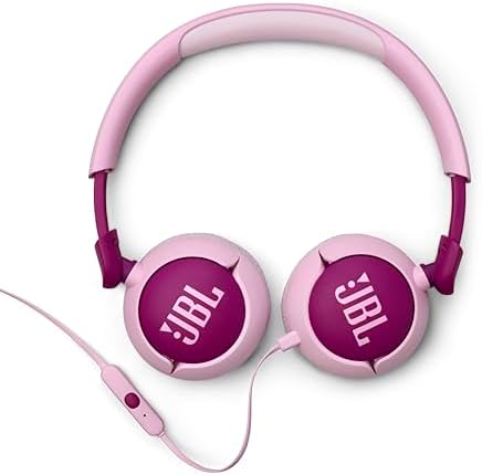 JBL Junior 320 On-Ear Kids Headphones – Safe Sound Technology with Built-in Mic & Customizable Stickers for Fun Personalization, Perfect for Music, Movies, and Learning