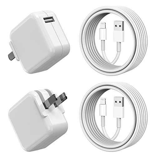 Dual-Pack Apple MFi Certified 12 W i Pad and i Phone Chargers with Foldable Travel Plug and 3.3 FT Lightning Cables – Ultimate Fast Charging Solution for Home and On-the-Go Compatibility