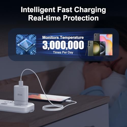 30 W USB-C Fast Charger with 10 FT Type C Cable – Ultimate Power Solution for i Phone 16/15 Pro Max, i Pad Pro/Mini/Air & Samsung Galaxy S24/S23/S22 Ultra – Compact, High-Speed Charging for On-the-Go Convenience and Versatile Compatibility