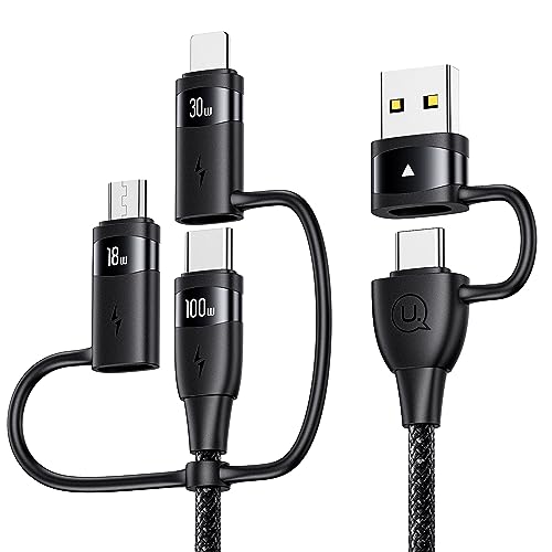 Ultimate 100 W USB C Multi Charging Cable – USAMS 6.6 FT 5-in-1 Fast Sync Nylon Braided Charger for Laptops, Tablets, and Smartphones – Unmatched Speed and Universal Compatibility for All Your Devices