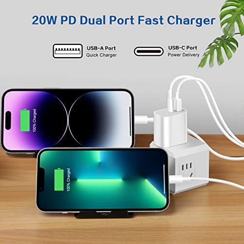 Ultra-Fast Dual Port USB-C i Phone Charger with 10 FT Quick Lightning Cables – High-Efficiency Charging Block for i Phone 14 Pro Max, 13 Pro, 12, 11, XS, XR, 8, SE – Ideal for Home and Travel, 2-Pack for Maximum Convenience and Speed
