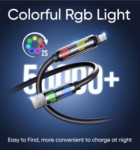 MAGIC JOHN 240W 4 in 1 Charging Cable, 4FT USB C to Lightning Cable [MFi Certified], Multi Chargers for All Devices, Chubby USB A/C to C/Lightning with Light for iPhone/MacBook/iPad/Samsung/Switch 2 – Enhanced Compatibility and Speed