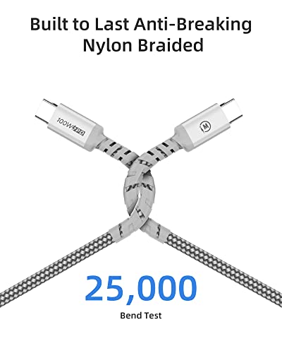 imuto 100 W Fast Charging USB C to USB C Cable (6.6 ft, 2-Pack) – Premium Braided Design for Enhanced Durability and Speed, Compatible with i Phone 15 Series, Mac Book Pro 2020, i Pad Pro 2020, and Samsung Galaxy S23+ – High-Speed Data Transfer up to 10 Gbps, Perfect for Home and Office Use