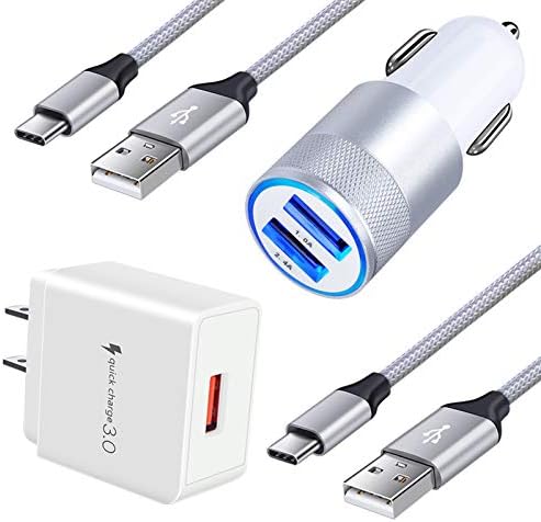 Revolutionary QC 3.0 Fast USB C Charger Bundle: Dual Car & Wall Adapter with 6 ft Type C Cable – Perfectly Tailored for Samsung Galaxy S24/S23, Note 20, and One Plus Devices – Unleash Lightning-Fast Charging Speeds for Ultimate Device Compatibility and Convenience