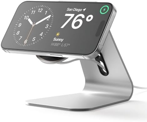 elago MS4 Charging Stand Compatible with MagSafe Charger, Aluminum Stand Compatible with iPhone 16/15/14/13/12 Series, Designed for iOS17 Standby Mode (Cable Not Included) (Black) – Enhanced Compatibility and Speed