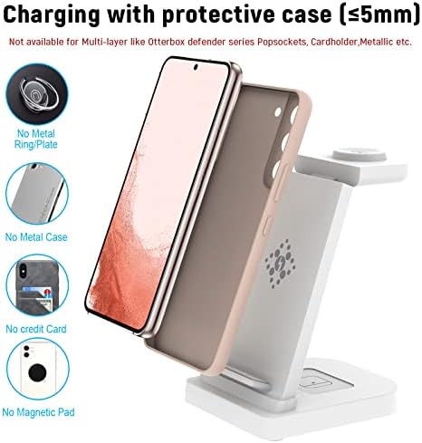 KARTICE 3-in-1 Wireless Charging Stand for Samsung Galaxy Devices – Fast Charging Station for Galaxy Watch 7/6/5/4/3, S25/S24/S23/S22/S21/S20 (Plus/Ultra), Z Flip/Fold 4/3, Note20/10, Buds2 Pro & Buds Live – Sleek Design, Enhanced Safety Features, and Seamless Compatibility for Effortless Power Solutions