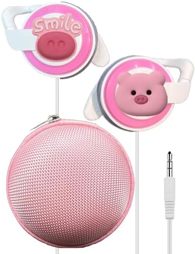 Vibrant Pink Over-Ear Kids Earbuds with Secure Earhooks – Perfectly Designed Audio Companion for Ages 3-8, Ideal for School, Home, and On-the-Go Listening with Universal 3.5 mm Compatibility for Phones and PCs