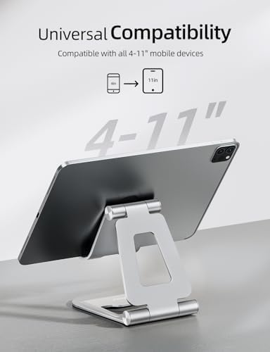 Nulaxy Aluminum Dual Foldable i Pad Stand – Versatile Adjustable Tablet Holder for Enhanced Workspace Comfort, Sleek Rose Gold Finish, Universal Compatibility with i Pad Pro/Air/Mini & i Phone Pro/Max/Plus, Portable and Durable Design for Effortless Mobility and Ergonomic Support
