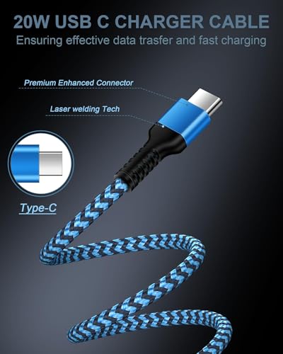 6 FT Samsung Fast Charging Cable (5 Pack) – Universal USB C to C Cord for i Phone 16 Series & Galaxy S25 Ultra – Durable Nylon Braided Design for Quick and Reliable Charging in Car and Home – Enhanced Compatibility with Pro, Max Models & More